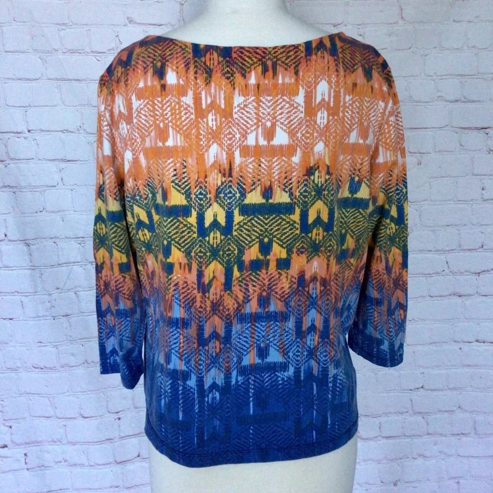 Ruby Rd. Petite Beaded Colorful 3/4 Length Sleeve Top - Size PXL - Picture 5 of 7